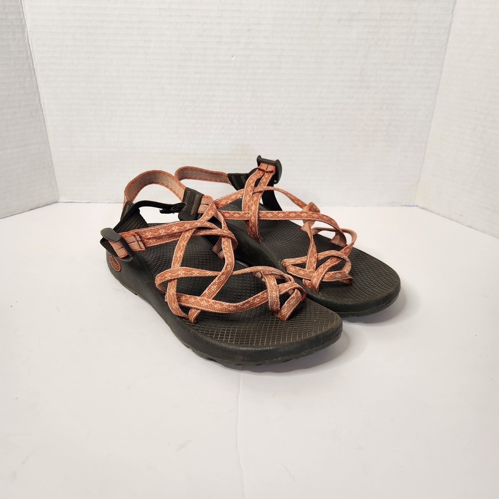 Chaco ZX/3 triple Strap Sandals With Toe Loop Orange Womens Size 10